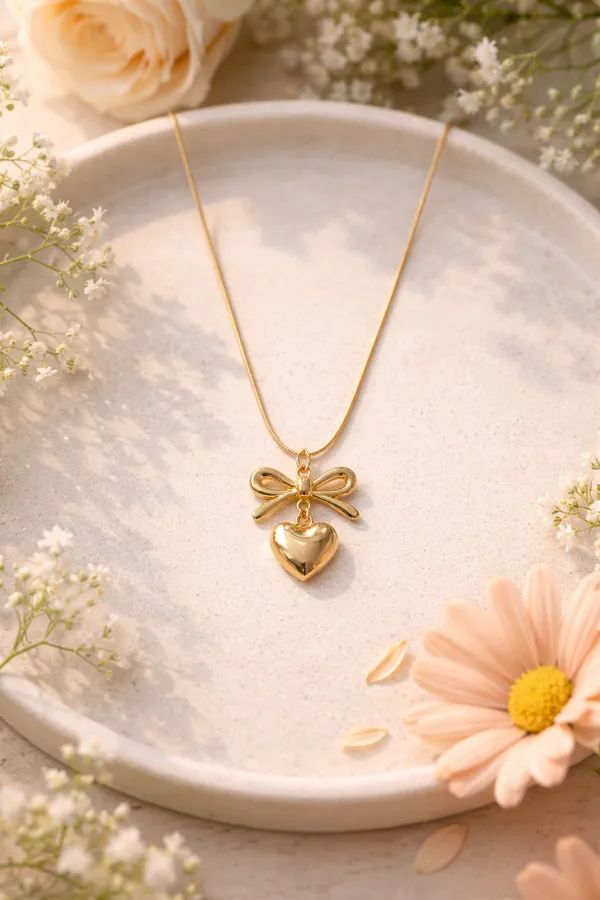 Bow_Heart_Pendant_Necklace_For_Women