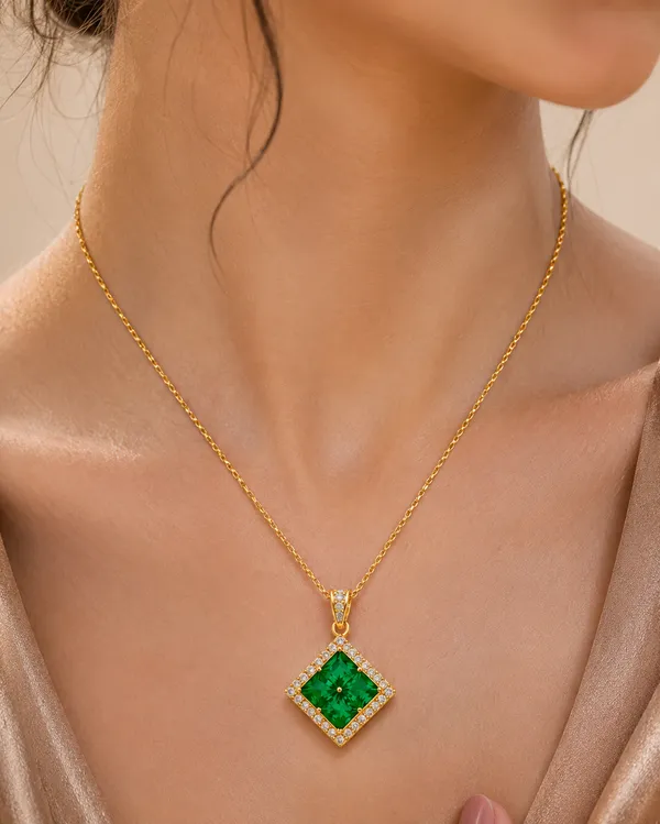 Disigo_Emerald_Eternity_Set:_Quad_Pendant_Necklace_&_Tennis_Bracelet