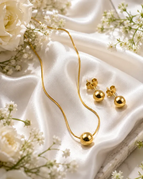 Disigo_Gold_Ball_Pendant_Necklace_&_Matching_Stud_Earrings_Set