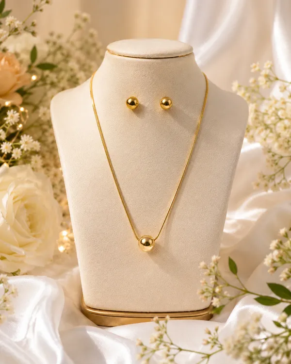 Disigo_Gold_Ball_Pendant_Necklace_&_Matching_Stud_Earrings_Set
