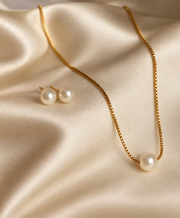 Pearl_Élan_Gold-Plated_Pearl_Necklace_&_Stud_Earrings_Set_for_Women