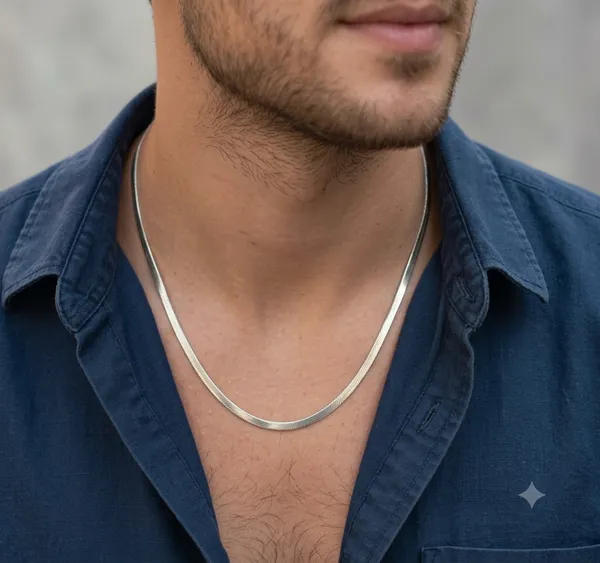 Veyron_Men’s_Italian_Silver_Herringbone_Chain