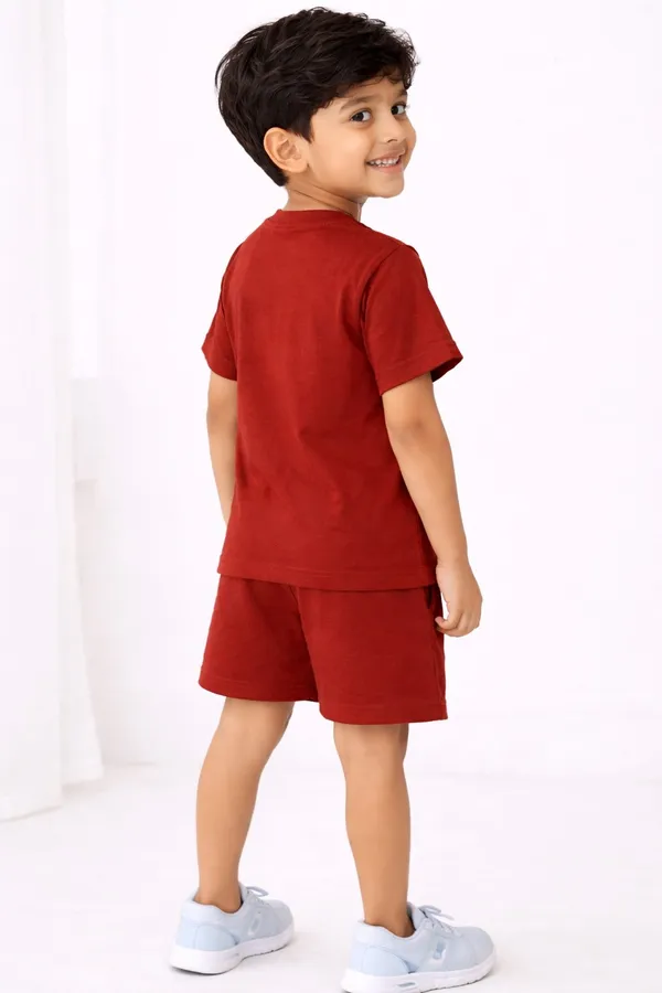 Cool_Cat_Maroon_Boys_T-Shirt_And_Shorts_Set