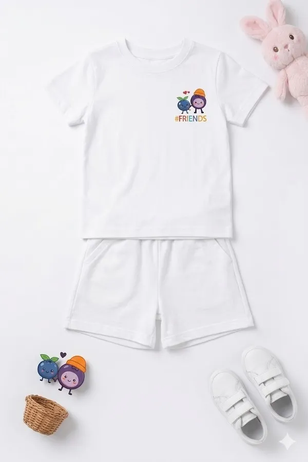 Kids_White_Cotton_T-Shirt_And_Shorts_Set_With_Colorful_Friends_Print
