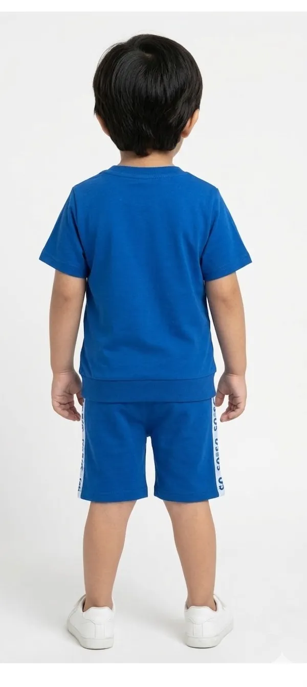 City_Wheels_Bus_Print_Boys_T-Shirt_And_Shorts_Set_-_Blue