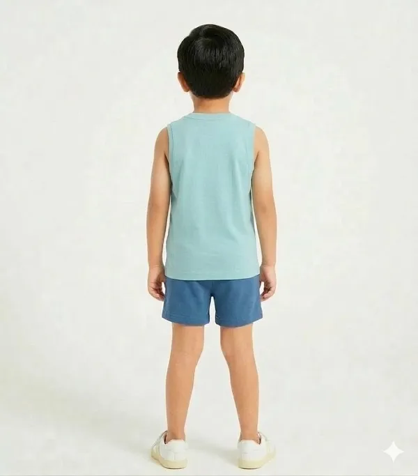 Boys_Chill_Mode_On_Sleeveless_T-Shirt_And_Shorts_Set_-_Light_Blue