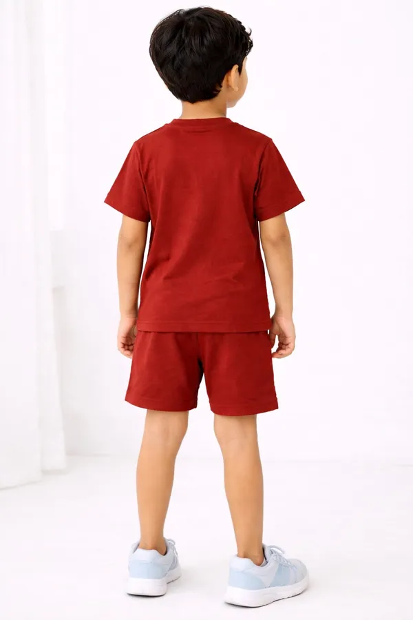Cool_Cat_Maroon_Boys_T-Shirt_And_Shorts_Set