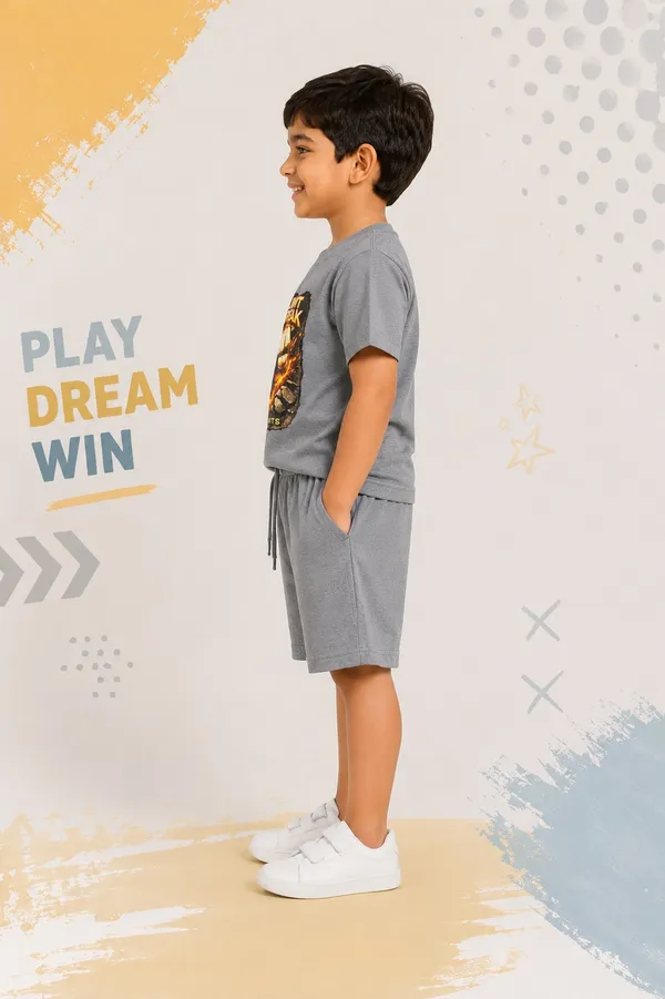 Boys_Grey_'Limit_Break'_Printed_T-Shirt_And_Shorts_Set