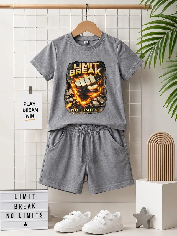 Boys_Grey_'Limit_Break'_Printed_T-Shirt_And_Shorts_Set