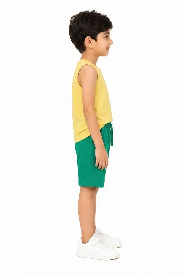 Unisex_Yellow_Sleeveless_Top_&_Green_Shorts_Set_-_Snooze_Mode_Destination_Undecided