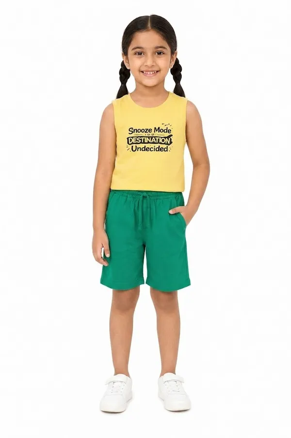 Unisex_Yellow_Sleeveless_Top_&_Green_Shorts_Set_-_Snooze_Mode_Destination_Undecided