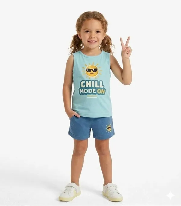 Boys_Chill_Mode_On_Sleeveless_T-Shirt_And_Shorts_Set_-_Light_Blue