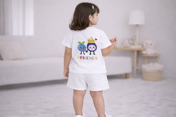 Kids_White_Cotton_T-Shirt_And_Shorts_Set_With_Colorful_Friends_Print