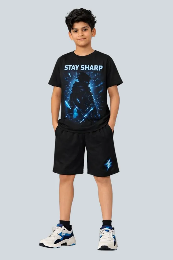 Stay_Sharp_Ninja_Warrior_Black_T-Shirt_And_Shorts_Set_For_Boys