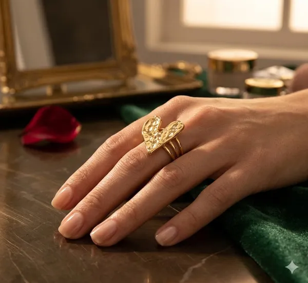 Gold_Hammered_Heart_Ring_For_Women