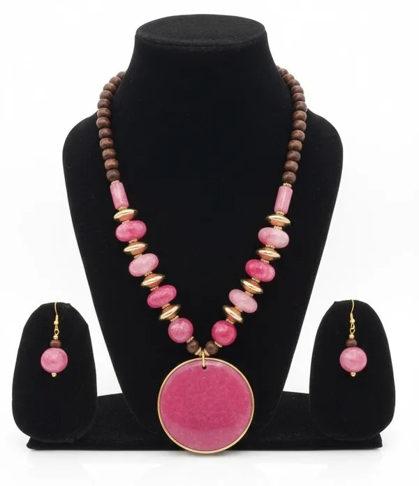 Pink_Artisan_Bead_Cascade_Set_Pink_For_Women