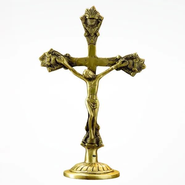 Gold_Brass_Jesus_Cross_Showpiece_For_Spiritual_Decor