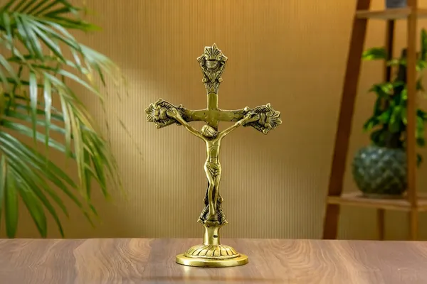 Gold_Brass_Jesus_Cross_Showpiece_For_Spiritual_Decor