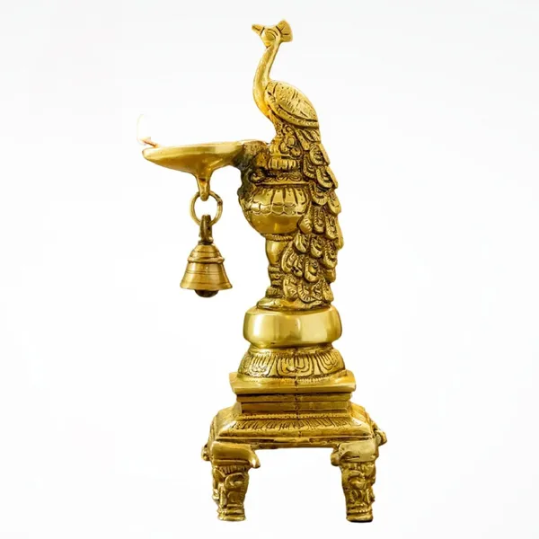 Gold_Brass_Peacock_Diya_For_Pooja_Decor