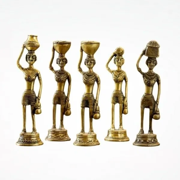Multicolour_Brass_Rajasthani_Lady_Set_For_Home_Decor