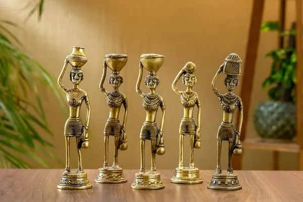 Multicolour_Brass_Rajasthani_Lady_Set_For_Home_Decor