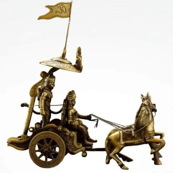 Gold_Brass_Krishna_Arjun_Rath_For_Home_Decor
