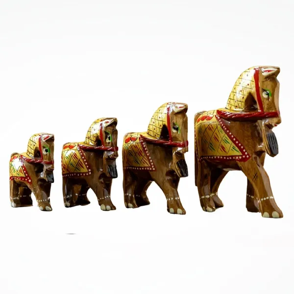 Brown_Wood_Horse_Set_For_Pooja_Decor