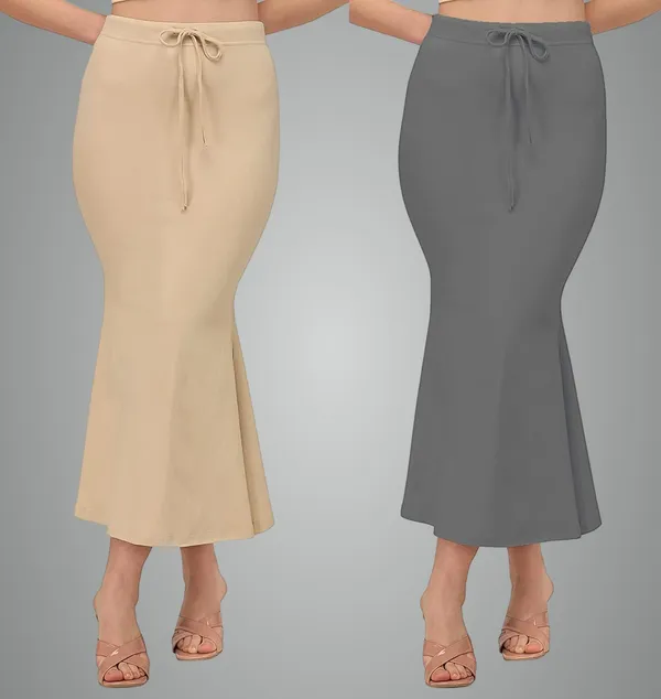 Alyne_Blended_Saree_Shapewear_Petticoat_For_Women,_Women'S_Blended_Fullelastic_With_Drawstring_Saree_Shapewear,_Skirts_For_Women,Shape_Wear_Dress_For_Saree_(Pack_Of_2)_Beige-Grey