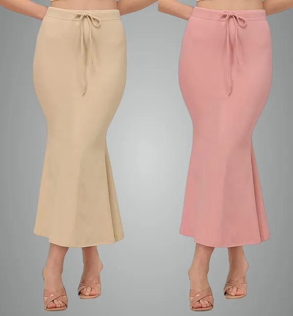 Alyne_Blended_Saree_Shapewear_Petticoat_For_Women,_Women'S_Blended_Fullelastic_With_Drawstring_Saree_Shapewear,_Skirts_For_Women,Shape_Wear_Dress_For_Saree_(Pack_Of_2)_Beige-Peach