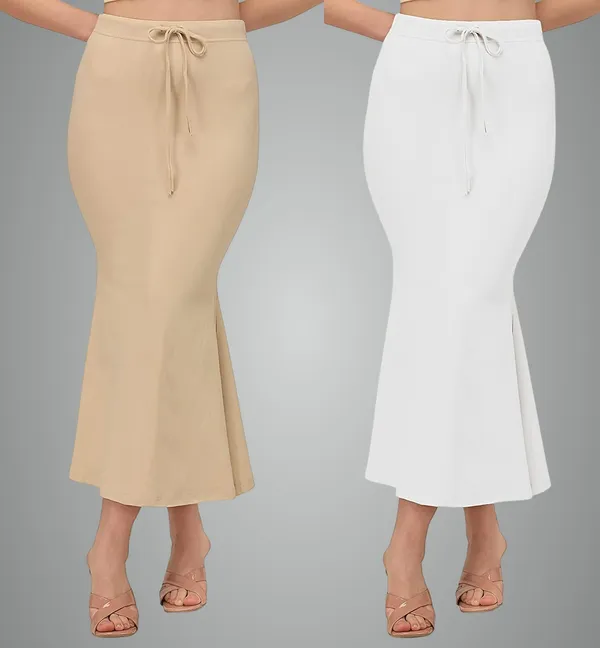 Alyne_Blended_Saree_Shapewear_Petticoat_For_Women,_Women'S_Blended_Fullelastic_With_Drawstring_Saree_Shapewear,_Skirts_For_Women,Shape_Wear_Dress_For_Saree_(Pack_Of_2)_Beige-White