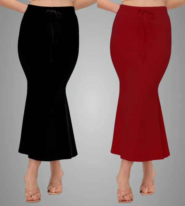 Alyne_Blended_Saree_Shapewear_Petticoat_For_Women,_Women'S_Blended_Fullelastic_With_Drawstring_Saree_Shapewear,_Skirts_For_Women,Shape_Wear_Dress_For_Saree_(Pack_Of_2)_Black-Maroon