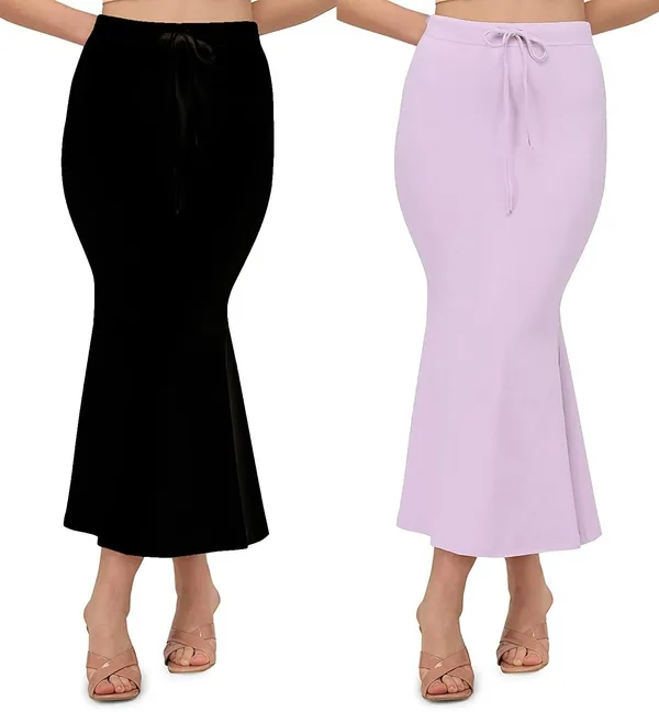 Alyne_Blended_Saree_Shapewear_Petticoat_For_Women,_Women'S_Blended_Fullelastic_With_Drawstring_Saree_Shapewear,_Skirts_For_Women,Shape_Wear_Dress_For_Saree_(Pack_Of_2)_Black-Lavender