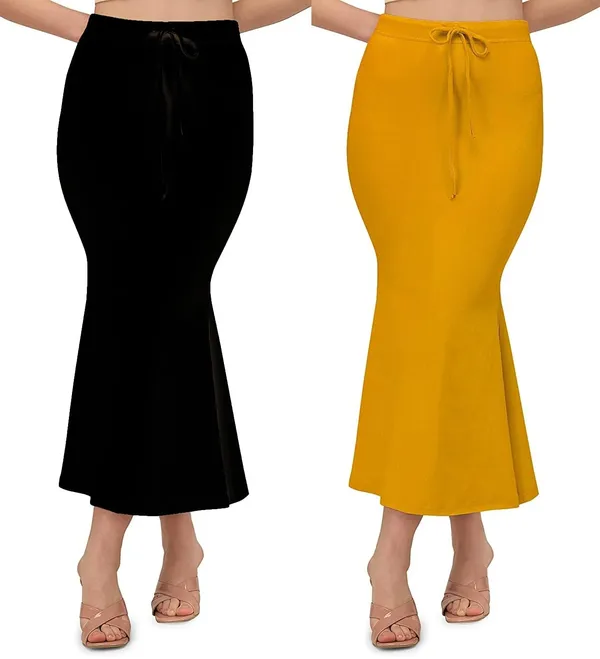 Alyne_Blended_Saree_Shapewear_Petticoat_For_Women,_Women'S_Blended_Fullelastic_With_Drawstring_Saree_Shapewear,_Skirts_For_Women,Shape_Wear_Dress_For_Saree_(Pack_Of_2)_Black-Mustard