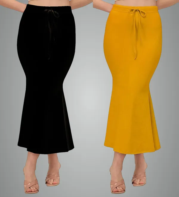 Alyne_Blended_Saree_Shapewear_Petticoat_For_Women,_Women'S_Blended_Fullelastic_With_Drawstring_Saree_Shapewear,_Skirts_For_Women,Shape_Wear_Dress_For_Saree_(Pack_Of_2)_Black-Mustard