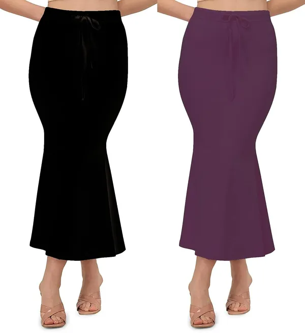 Alyne_Blended_Saree_Shapewear_Petticoat_For_Women,_Women'S_Blended_Fullelastic_With_Drawstring_Saree_Shapewear,_Skirts_For_Women,Shape_Wear_Dress_For_Saree_(Pack_Of_2)_Black-Wine
