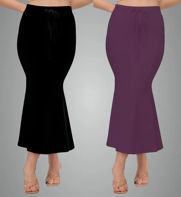 Alyne_Blended_Saree_Shapewear_Petticoat_For_Women,_Women'S_Blended_Fullelastic_With_Drawstring_Saree_Shapewear,_Skirts_For_Women,Shape_Wear_Dress_For_Saree_(Pack_Of_2)_Black-Wine