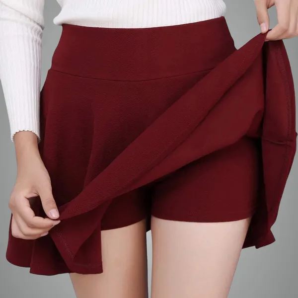 Alyne_Girl'S/Women'S_Classic_Stretchy_Solid_All_Time_Classy_Flared_Skater_Skirt_With_Attached_Inner_Shorts_(Xs,_Maroon)