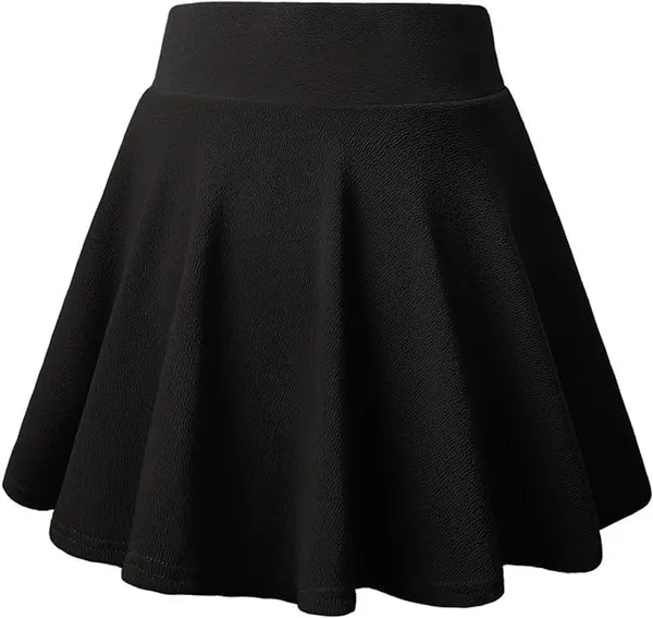 Alyne_Girl'S/Women'S_Classic_Stretchy_Solid_All_Time_Classy_Flared_Skater_Skirt_With_Attached_Inner_Shorts_(Xs,_Black)