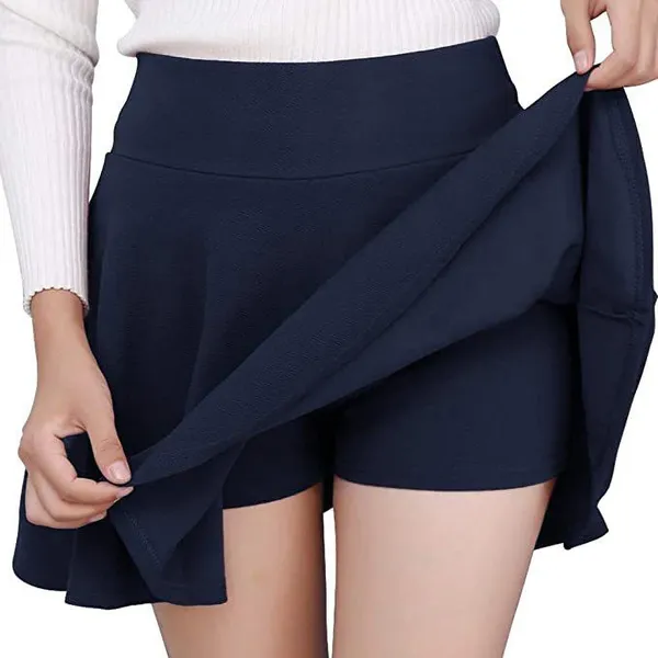 Alyne_Girl'S/Women'S_Classic_Stretchy_Solid_All_Time_Classy_Flared_Skater_Skirt_With_Attached_Inner_Shorts_(Xs,_Navy)