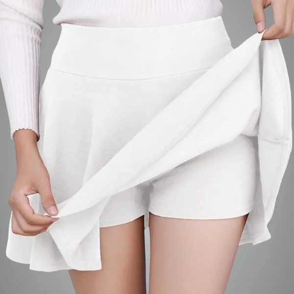 Alyne_Girl'S/Women'S_Classic_Stretchy_Solid_All_Time_Classy_Flared_Skater_Skirt_With_Attached_Inner_Shorts_(Xs,_White)