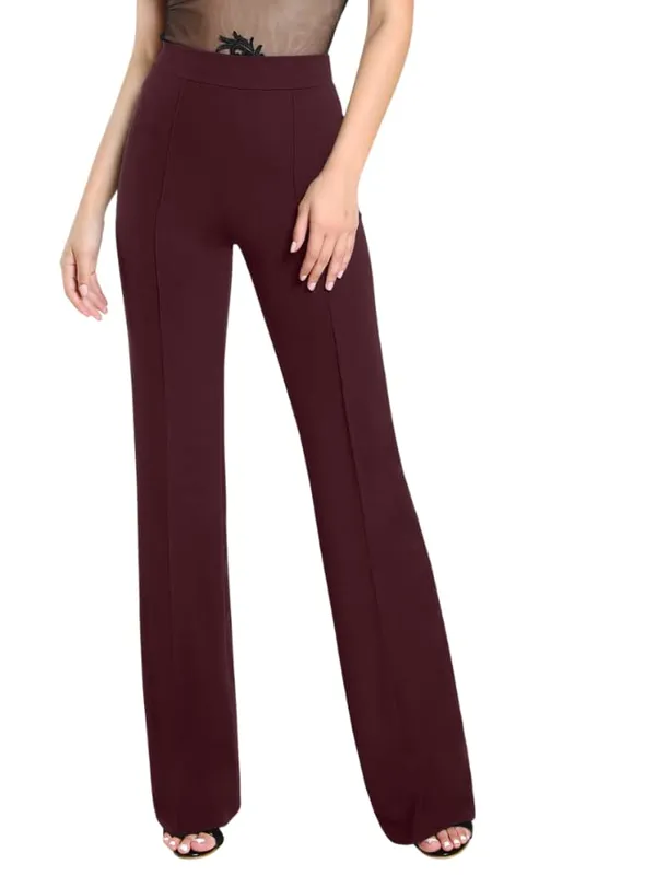 Alyne_Women'S_Trouser_Pants_For_Women_Stretchy_Straight_Leg_Elastic_Waist_Regular_Fit_Trouser_Pant_For_Regular_Casual_&_Office._(Xl,_Maroon)