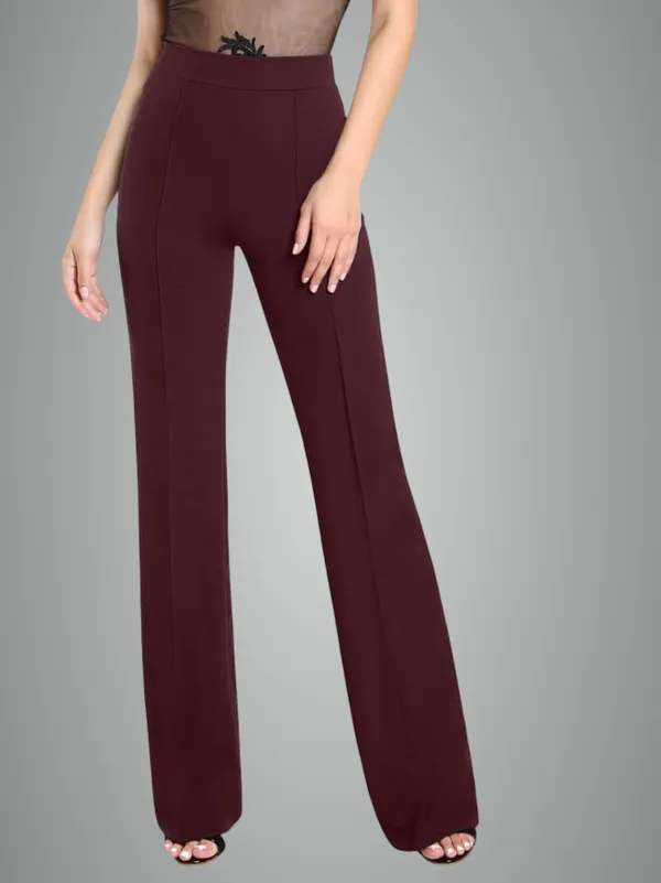 Alyne_Women'S_Trouser_Pants_For_Women_Stretchy_Straight_Leg_Elastic_Waist_Regular_Fit_Trouser_Pant_For_Regular_Casual_&_Office._(Xl,_Maroon)
