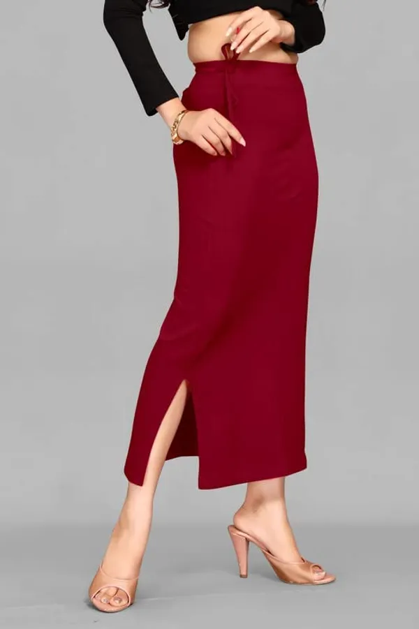 Alyne_Blended_Saree_Shapewear_Petticoat_For_Women,_Women'S_Blended_Fullelastic_With_Drawstring_Saree_Shapewear,_Skirts_For_Women,Shape_Wear_Dress_For_Saree_Maroon