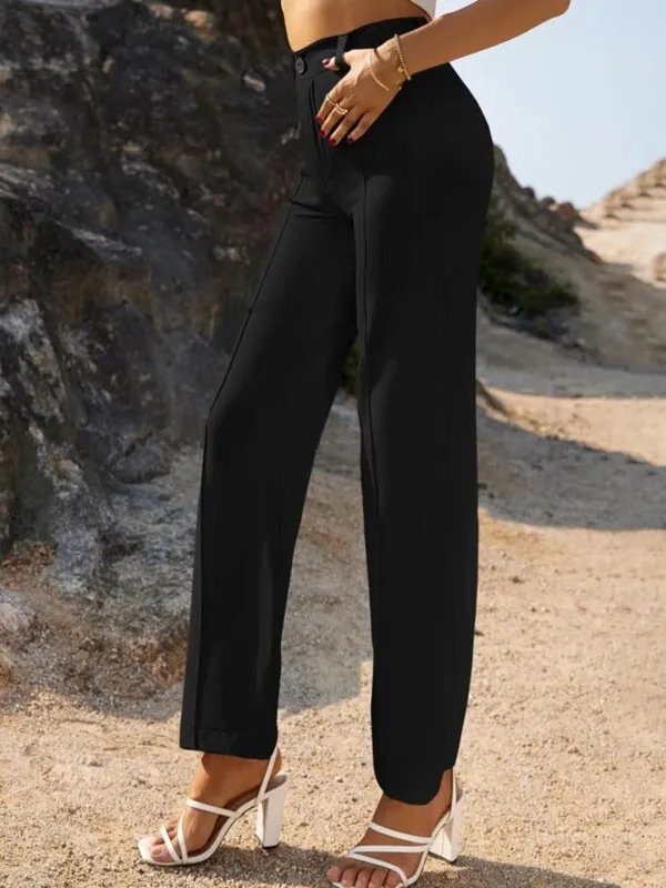 Alyne_Women'S_Trouser_Pants_For_Women_Stretchy_Straight_Leg_Elastic_Waist_With_Button/Regular_Fit_Trouser_Pant_For_Regular_Casual_&_Office_(Xl,_Black)