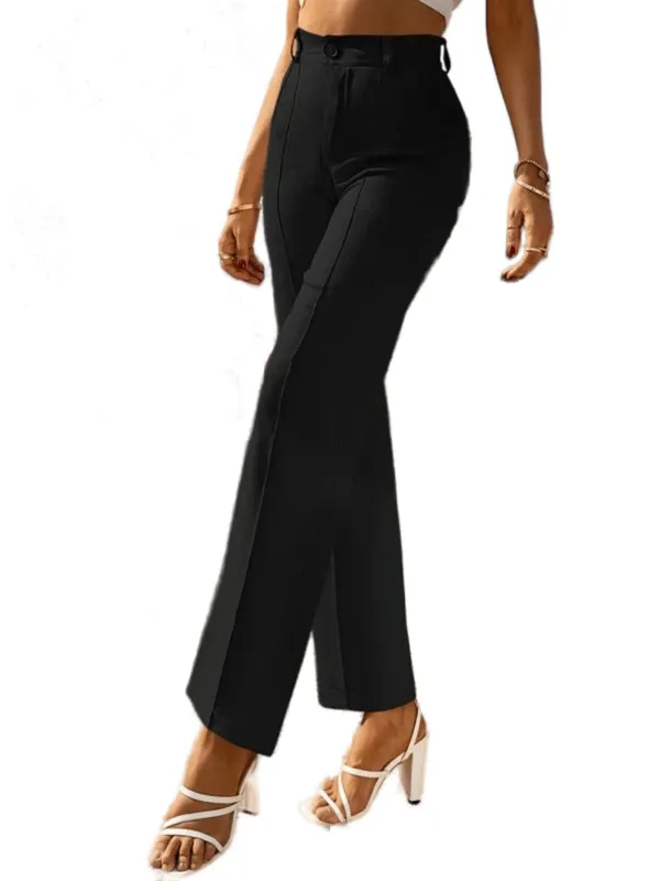 Alyne_Women'S_Trouser_Pants_For_Women_Stretchy_Straight_Leg_Elastic_Waist_With_Button/Regular_Fit_Trouser_Pant_For_Regular_Casual_&_Office_(Xl,_Black)