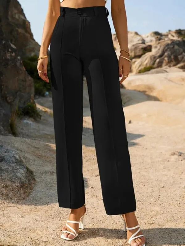 Alyne_Women'S_Trouser_Pants_For_Women_Stretchy_Straight_Leg_Elastic_Waist_With_Button/Regular_Fit_Trouser_Pant_For_Regular_Casual_&_Office_(Xl,_Black)