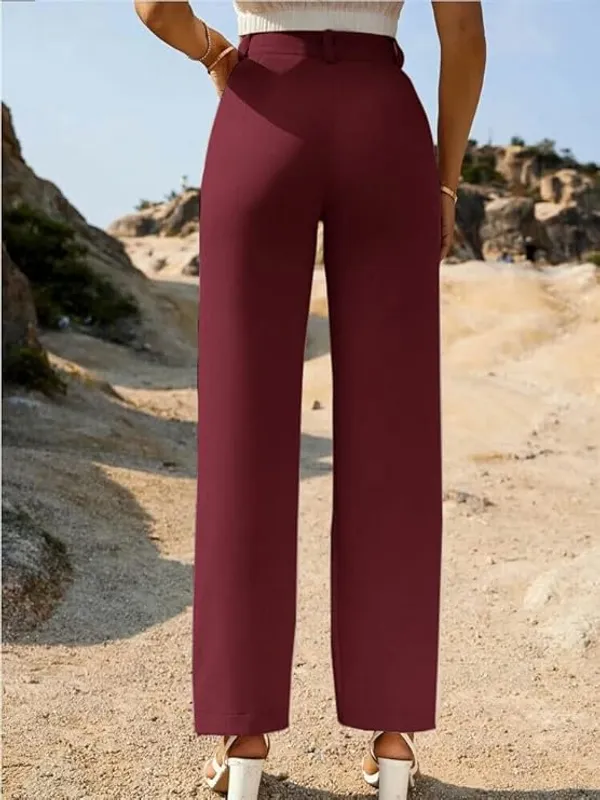 Alyne_Women'S_Trouser_Pants_For_Women_Stretchy_Straight_Leg_Elastic_Waist_With_Button/Regular_Fit_Trouser_Pant_For_Regular_Casual_&_Office_(Xl,_Maroon)