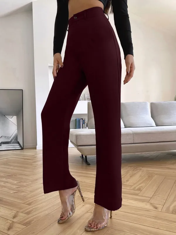 Alyne_Women'S_Trouser_Pants_For_Women_Stretchy_Straight_Leg_Elastic_Waist_With_Button/Regular_Fit_Trouser_Pant_For_Regular_Casual_&_Office_(Xl,_Maroon)
