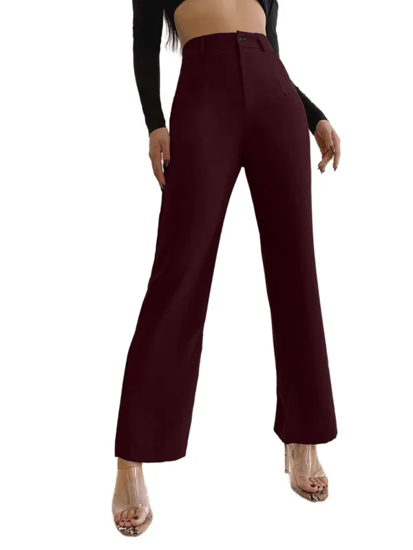 Alyne_Women'S_Trouser_Pants_For_Women_Stretchy_Straight_Leg_Elastic_Waist_With_Button/Regular_Fit_Trouser_Pant_For_Regular_Casual_&_Office_(Xl,_Maroon)