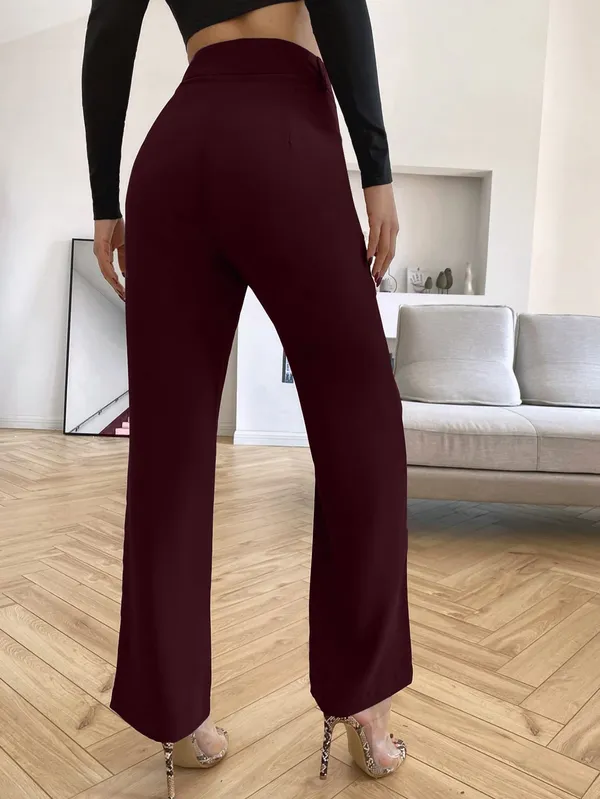 Alyne_Women'S_Trouser_Pants_For_Women_Stretchy_Straight_Leg_Elastic_Waist_With_Button/Regular_Fit_Trouser_Pant_For_Regular_Casual_&_Office_(Xl,_Maroon)